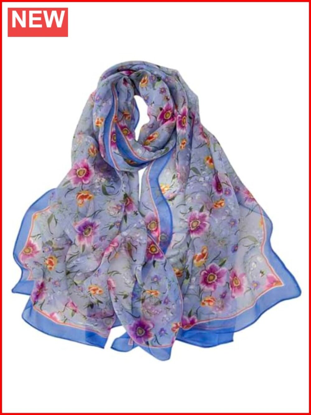 Women's Lightweight Sheer Floral Scarf Shawl Wrap Polyester